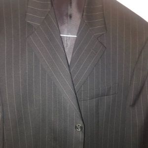 Black pin stripe full suit with pants and vest